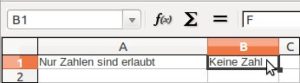 Abbildung 2: Mit einem entsprechenden Format-Code lässt Calc nur noch die Eingabe von Zahlen zu.