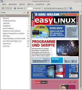 Abbildung 2: Der PDF-Viewer Evince startet nicht nur schneller als der Adobe Reader, sondern Sie navigieren damit auch fixer durch das Dokument.