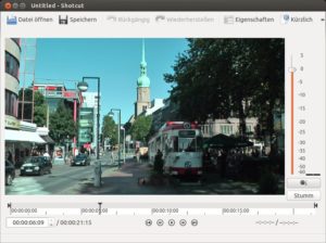Abbildung 2: Der Filmschnipsel hier läuft gerade einmal 21 Sekunden und ein paar Zerquetschte, wobei Shotcut gerade in der Vorschau das Geschehen an Sekunde 6 anzeigt.