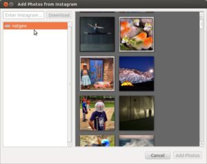 Abbildung 2: Nach der Eingabe der Benutzerdaten für einen Instagram-Account steht die mit diesem verknüpfte öffentliche Fotobibliothek zum Einbinden in die Diaschau bereit.
