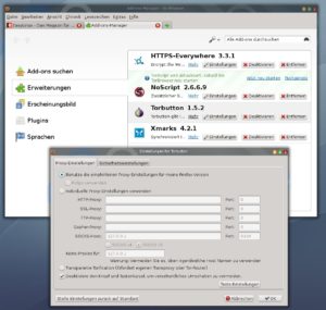 Abbildung 2: Das Tor-Browser-Bundle enthält auch Firefox-Erweiterungen wie den Tor-Button.