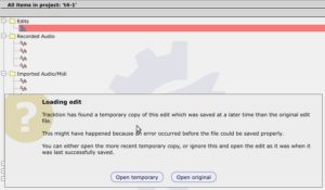 Abbildung 3: Ein abgestürztes Projekt lässt sich durch ein Backup ersetzen. Öffnen Sie dieses temporär, bleibt die Datei erhalten, und Sie können erst einmal prüfen, ob das Backup wirklich richtig funktioniert.