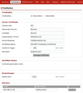 Abbildung 3: Mit dem Radius-Server sichern Sie Ihr WLAN professionell ab.