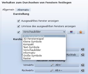 Abbildung 4: KDE lässt Sie zwischen verschiedenen Darstellungsarten des Anwendungsumschalter wählen.