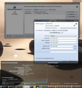 Abbildung 4: Unter Linux können Sie die Netzwerkkarte auf der Kommandozeile, mit einem Tool Ihrer Distribution oder einem Werkzeug der Desktopumgebung (hier KDE) einrichten.