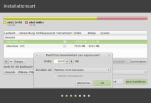 Abbildung 5: Beim Verkleinern einer Partition geben Sie an, wie viel MByte Plattenplatz diese nach dem Verkleinern noch belegt.