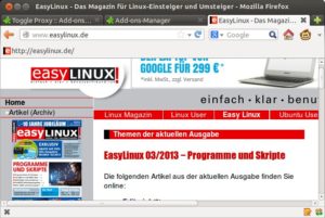 Abbildung 5: Wenn Sie das Add-on Toggle Proxy in Firefox oder Thunderbird installieren, können Sie per Mausklick (rechts unten) oder mit <code srcset=