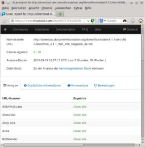 Abbildung 6: VirusTotal ist ein Online-Virenscanner, der entweder Dateien von der eigenen Festplatte oder Internetadressen entgegennimmt.