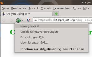 Abbildung 7: Das "Tor-Button"-Menü ermöglicht einen Großteil der Steuerung des Tor-Browsers.