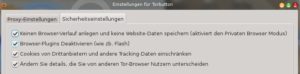 Abbildung 8: Die "Tor-Button"-Erweiterung passt auch eine Reihe von Sicherheitseinstellungen an.