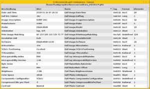 Abbildung 1: Der Bildbetrachter Geeqie liefert die Informationen aus den Exif-Daten zu einem Bild.