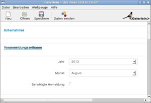 Abbildung 1: Die freie Software Geierlein ermöglicht Umsatzsteuervoranmeldungen.