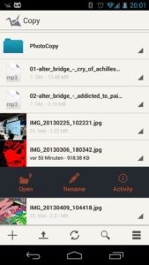 Abbildung 6: Copy zeigt Ihnen auch auf Ihrem Androiden alle in der Cloud gespeicherten Daten an – allerdings ohne sie zu synchronisieren.