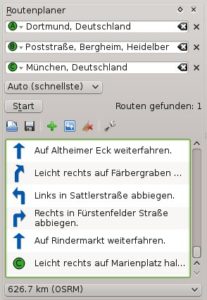 Abbildung 7: Hier führt die Route von Dortmund über Heidelberg nach München.