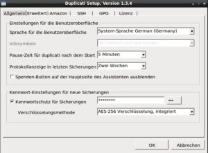 Abbildung 7: Bei Bedarf ändern Sie das Verfahren zum Verschlüsseln der Daten in den Einstellungen.