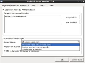 Abbildung 8: Den Amazon-Einstellungen widmet Duplicati einen eigenen Reiter im Setup.