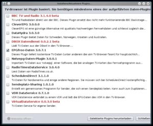 Abbildung 1: Beim initialen Setup bietet Ihnen der TV-Browser die Installation zusätzlicher Plugins an.