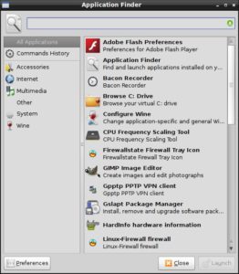 Abbildung 1: Der Application Finder dient unter Simplicity Linux als Startmenü für alle installierten Programme.