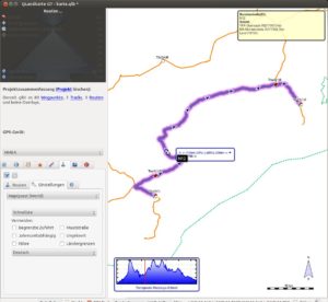 Abbildung 4: Zum Berechnen von Routen außerhalb Europas erweist sich der Server von MapQuest als das geeignete Werkzeug. Das Bild zeigt eine Route und den berechneten Track für einen Kartenausschnitt von Marokko. Die Daten stammen von einem GPS-Gerät.