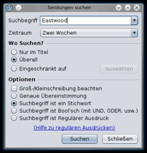 Abbildung 7: Die umfangreiche Suchfunktion findet im Freitextmodus auch Namen von Schauspielern oder andere in den Beschreibungen hinterlegte Schlagwörter.