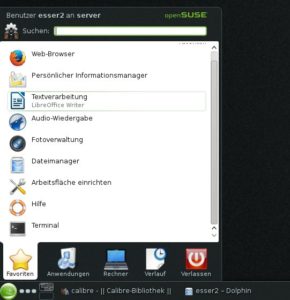 Abbildung 1: Die grafische Oberfläche von Linux besitzt ein Startmenü, über das Sie die installierten Programme aufrufen können.