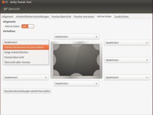 Abbildung 12: Mit aktiven Ecken verpassen Sie Unity eine in OS X und KDE beliebte Funktionalität.