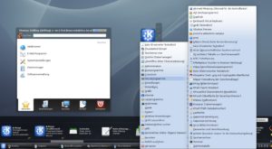 Abbildung 15: KDE kennt verschiedene Arten von Startmenüs, wie etwa das mit KDE 4 eingeführte KickOff-Menü oder das traditionelle hierarchisch aufgebaute Menü aus KDE 3.x.