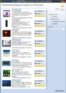 Abbildung 16: Weitere Applets der riesigen KDE-Entwicklergemeinde lassen sich jederzeit über den Konfigurations-Dialog aus dem Internet laden.