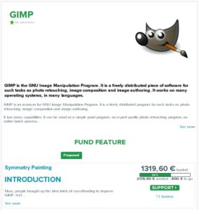 Abbildung 2: Aufruf zur Unterstützung für ein Gimp-Feature bei Open Initiative.