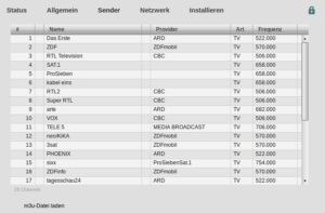 Abbildung 2: Unscheinbar: Die Schaltfläche für den Download der Kanalliste ist gut versteckt.