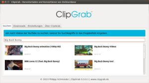 Abbildung 3: Clipgrab bietet eine Suche nach Videos. Mit einem Klick auf ein Fundstück übernimmt das Programm dessen Adresse für den Download.