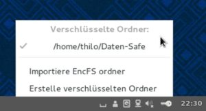 Abbildung 3: Das System-Tray-Applet Cryptkeeper hilft Ihnen beim Verwalten von EncFS-Volumes.