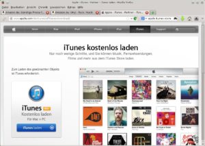 Abbildung 4: Kein iTunes-Programm – kein Zugriff auf den iTunes Store. Apples Musikangebot ist für Linux-Anwender nicht nutzbar.