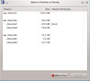 Abbildung 4: Wählen Sie die Partition auf dem Stick aus, die Sie verschlüsseln möchten (hier die zweite, große Partition auf dem 16-GByte-Stick).