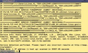 Abbildung 6: Der Portscanner Nmap brauchte knappe zehn Stunden, um den vollständigen Portbereich zu scannen, wenn Portspoof im Service-Emulations-Modus lief. Normalerweise erledigt Nmap einen derartigen Scan in ein bis zwei Minuten.