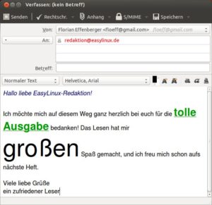 Abbildung 7: Versenden Sie in der Voreinstellung Textmails, schalten Sie mit der Strg- oder Umschalttaste einmalig in den HTML-Modus.