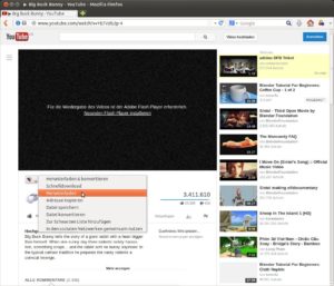 Abbildung 8: Video Downloadhelper schmuggelt sich sogar auf die Youtube-Seite und bietet dort seine Dienste an.
