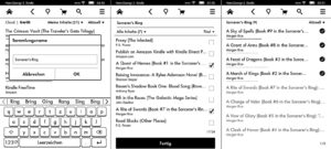 Abbildung 9: Auf dem Kindle erzeugen Sie Sammlungen in wenigen Schritten – von links nach rechts: Namen vergeben, Bücher auswählen, Blick in die neu erstellte Sammlung.