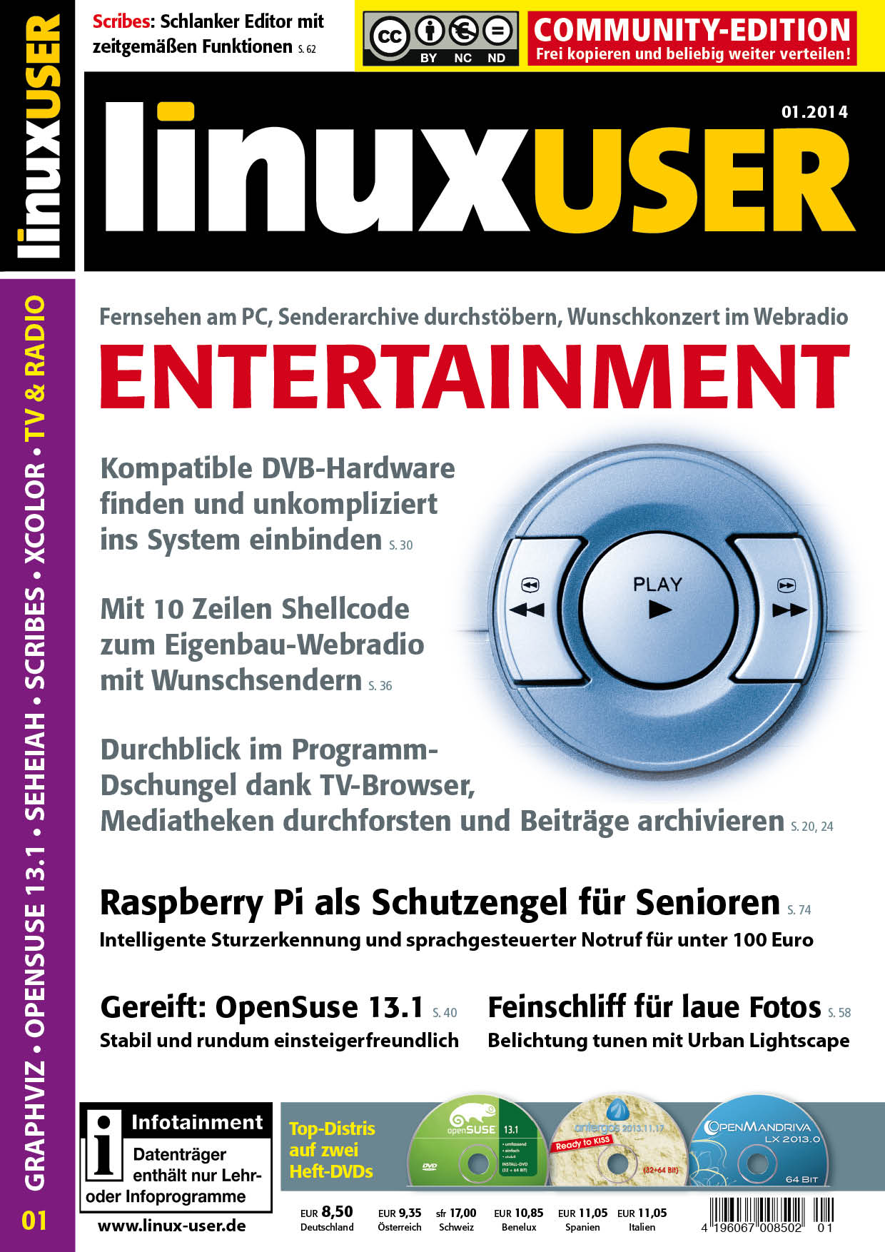 Heftcover LinuxUser Community Edition 01/2014
