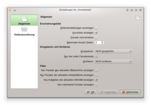 Mit diesen Einstellungen zeigt die Fensterleiste die Fenster in der Reihenfolge an, in der sie geöffnet wurden.
