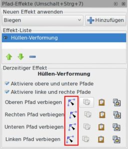 Abbildung 4: Nach einem Klick auf eines der rot markierten Knotenwerkzeug-Icons erscheint einer der vier Hüllenkurven-Pfade, der sich wie ein gewöhnlicher Vektorpfad formen lässt.