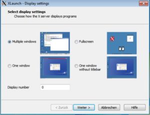 Abbildung 8: Das Programm Xlaunch erspart beim Start des Cygwin-X-Servers in allen Varianten die Auseinandersetzung mit Kommandozeilenparametern.