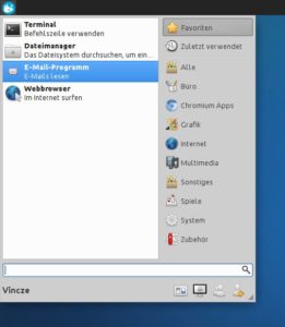 Abbildung 1: Whisker Menu ist eine Startmenü-Alternative für XFCE im Windows-7-Stil.