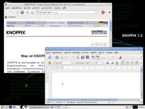 Abbildung 1: Knoppix bietet einen vollwertigen Linux-Desktop inklusive LibreOffice.