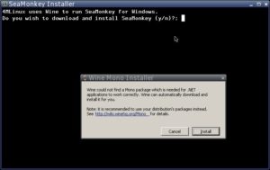 Abbildung 3: 4M Linux lädt Mozilla-Programme aus dem Internet nach – allerdings nicht als native Linux-Programme, sondern als Windows-Software, die es mittels Wine ins System einbindet.