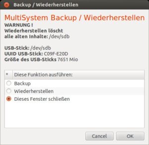 Abbildung 8: Die Backup-Funktion von Multisystem eignet sich auch ideal, um mehrere Kopien eines USB-Sticks anzufertigen.