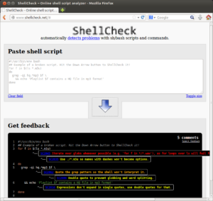 ShellCheck klopft ein Skript auf problematische Stellen ab.