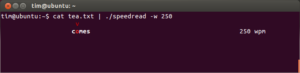 Hier fräst sich speedread durch die Datei tea.txt.