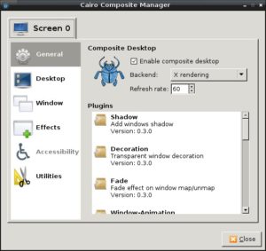 Abbildung 1: Mit dem Cairo Composite Manager peppen Sie LXDE auf oder fahren die Effekte bei Bedarf wieder zurück.