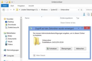 Abbildung 1: Unterordner in Windows-Systemverzeichnissen darf jeder erstellen, dort aber erst nach Bestätigung Dateien anlegen.